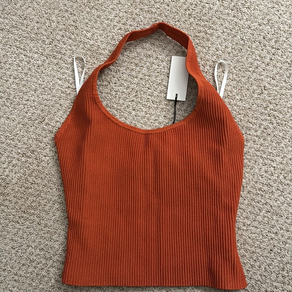 Aritzia Sculpt Knit Backless Halter Top - Flambeau Red - Picture 2 of 5